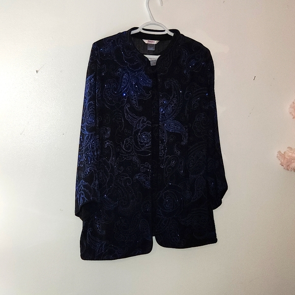 Tanjay two peice tank and jacket evening wear black and royal blue details - Picture 1 of 4